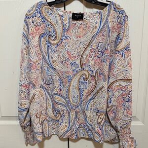 WEEK& Paisley Print Long-Sleeve Blouse in Multi-Color. Size Medium